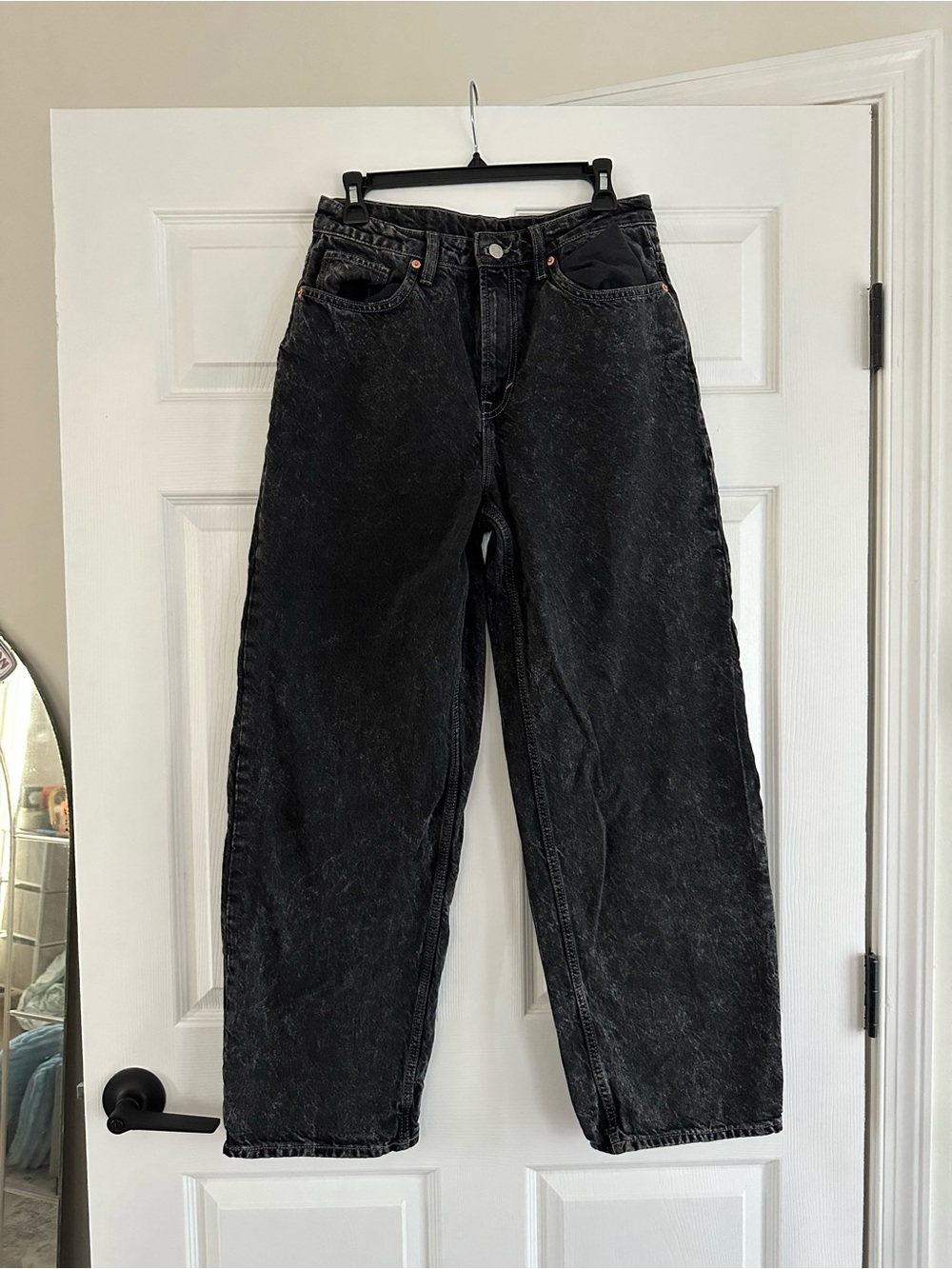 H&M Black Washed High-Rise Jeans